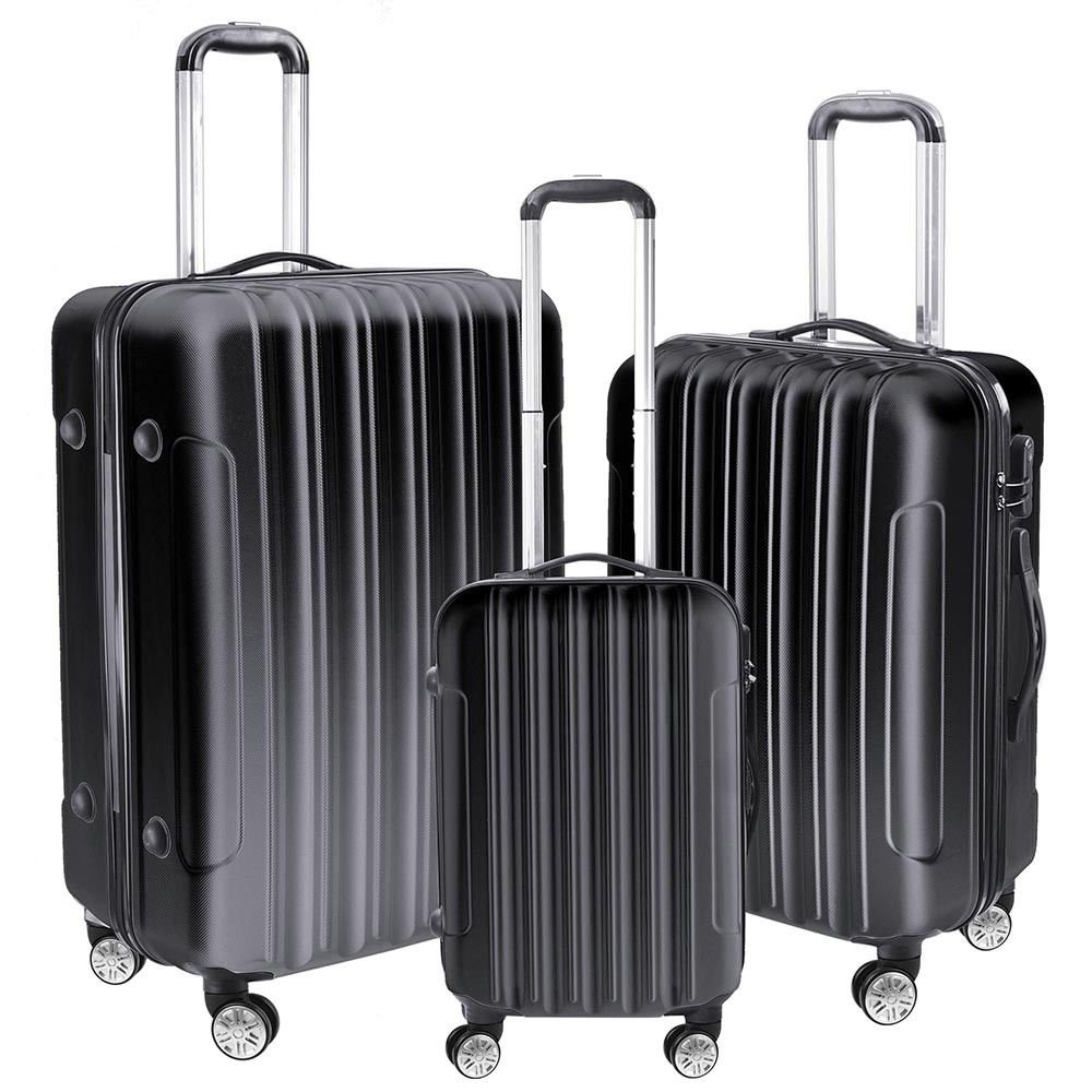 Luggage GHP Set of 3 Black ABS Hard 