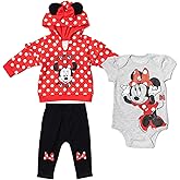Disney Classics Winnie the Pooh Mickey Mouse Baby Hoodie Bodysuit and Pants 3 Piece Outfit Set (Newborn - 24 Months)