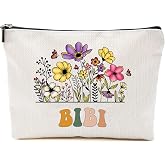 Bibi Wildflowers Gifts For Mother's Day Makeup Bags - Bibi Flower Gift Bags - Mom Birthday Gifts - Travel Cosmetic Bag For Birthday
