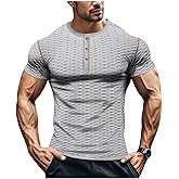 QOSOQ Mens Muscle Slim T Shirt Gym Workout Athletic Tee Shirts V Neck Short Sleeve Shirts
