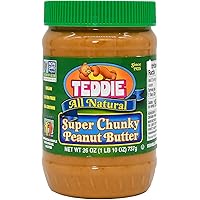 Teddie All Natural Peanut Butter, Super Chunky, Gluten Free & Vegan, 16 Ounce (Pack of 3),00257029