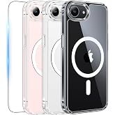 FNTCASE Magnetic for iPhone 17e/16e Case, Clear | Fit for Magsafe, with Screen Protector, Military Grade Drop Protection Cover, Slim Phone Cases, Shockproof Bumper