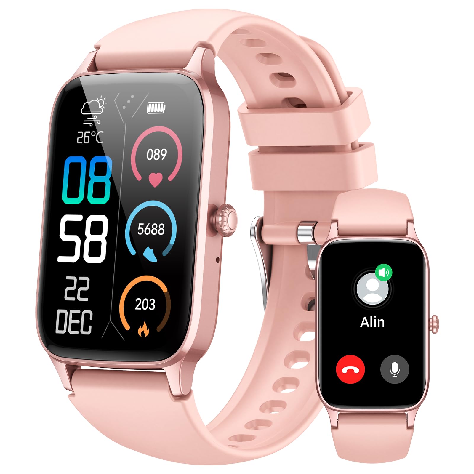 Smart Watch for Women, 1.57" Smartwatch (Answer/Make Call), 2025 NEW Fitness Tracker with 110+ Sport Modes, Heart Rate/Sleep Monitor, IP68 Waterproof, Pedometer, Fitness Watch for Android iOS Pink