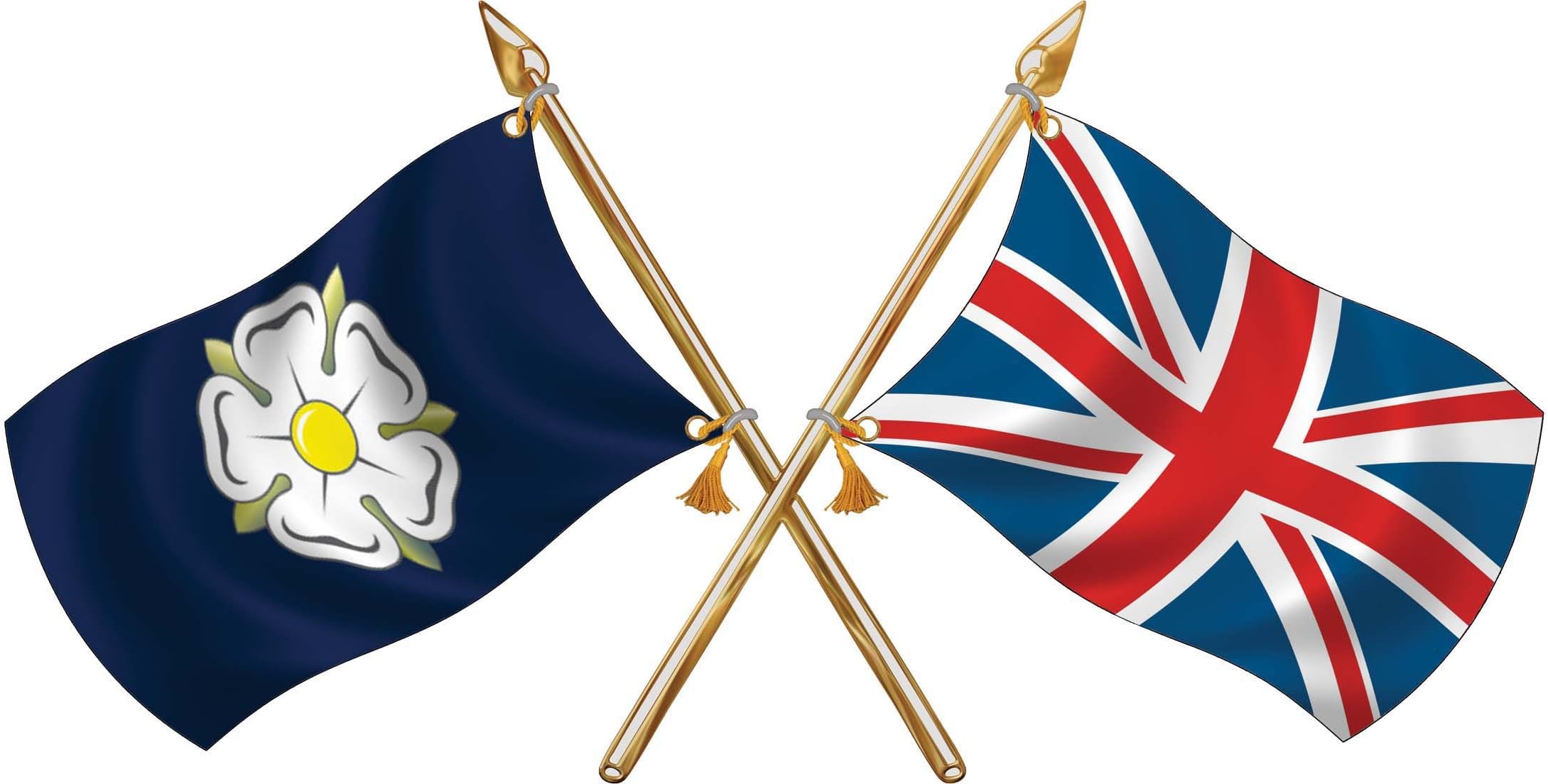 Totally Graphics Yorkshire Rose/Union Jack Crossed Flags (small 69mm x 138mm)