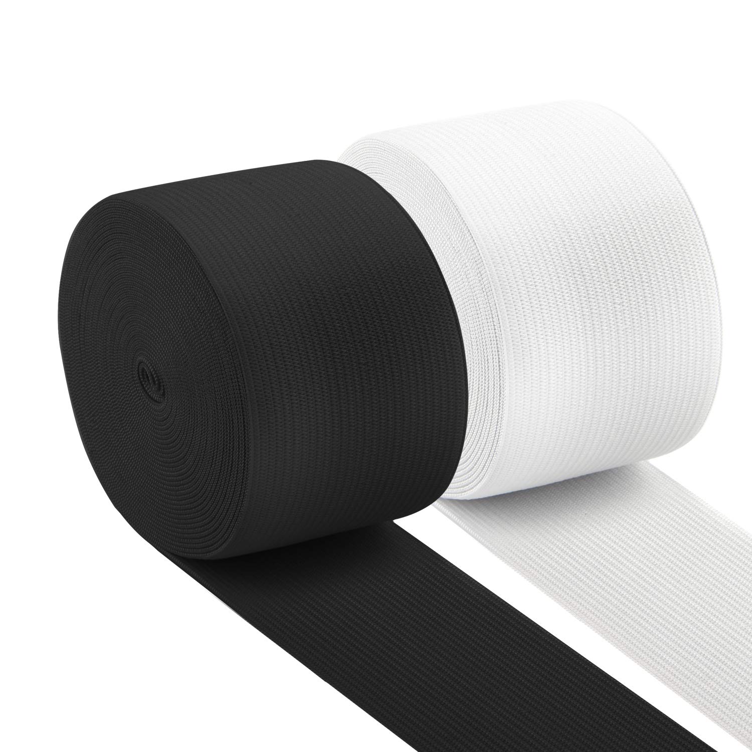 Coopay 11 Yards 2 Inch Elastic Bands for Sewing High Elastic Spool Knit Heavy Stretch for Waistbands Pants Clothes and Crafts DIY, 2 Rolls, 5.5 Yards/Roll (Black and White, 2 Inch)