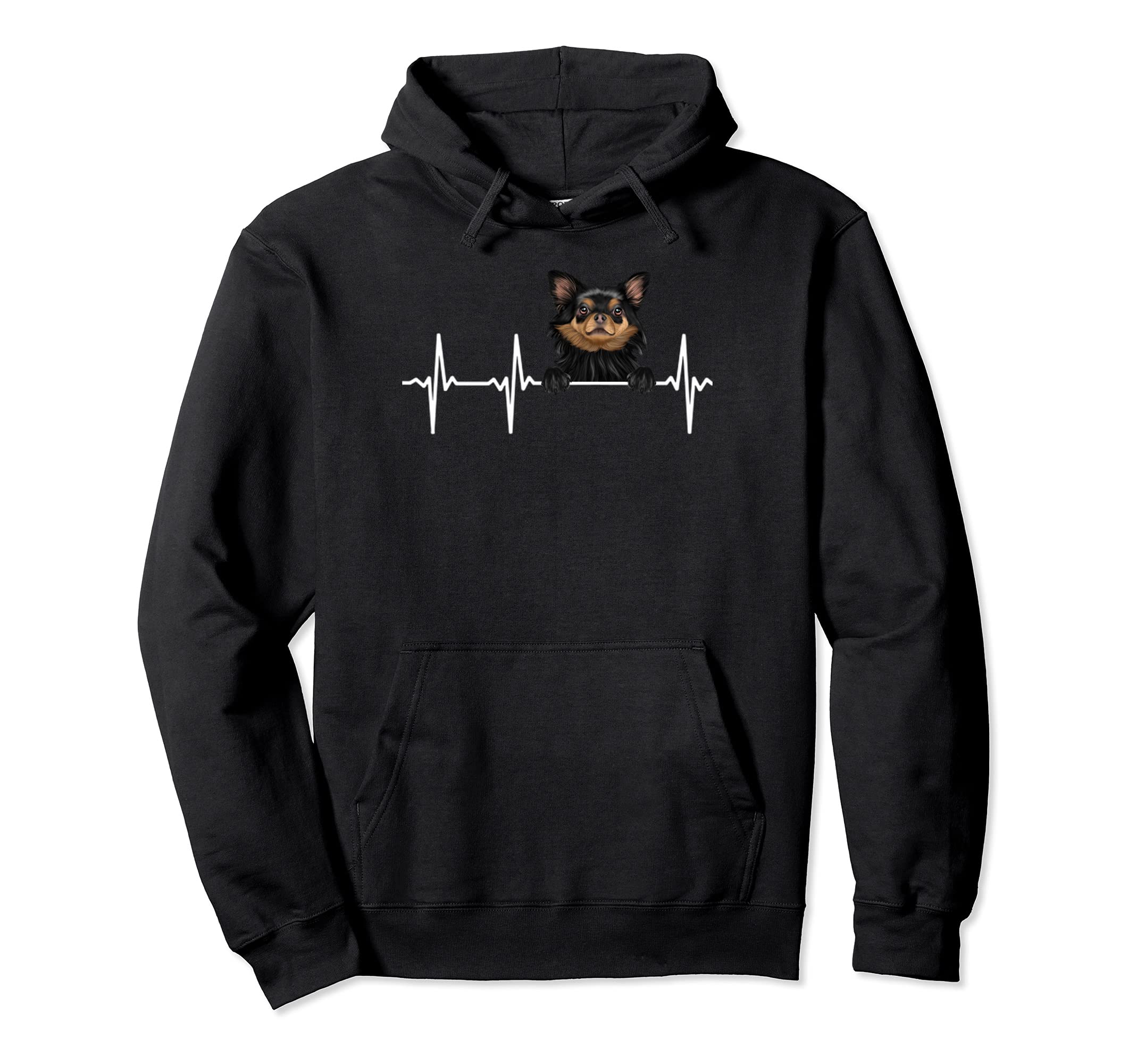 Funny Dog Heartbeat For Black Chihuahua Lovers Pullover Hoodie