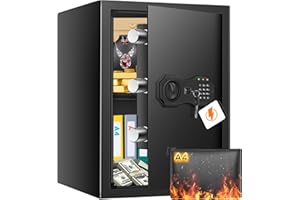THMOSZ 3.0 Cuft Large Home Safe Box with Fireproof Waterproof Bag, Digital Security Safes for Home with Keypad Lock and Key, Document Safe for Money, Safety Box for Office, Hotel and Personal Use