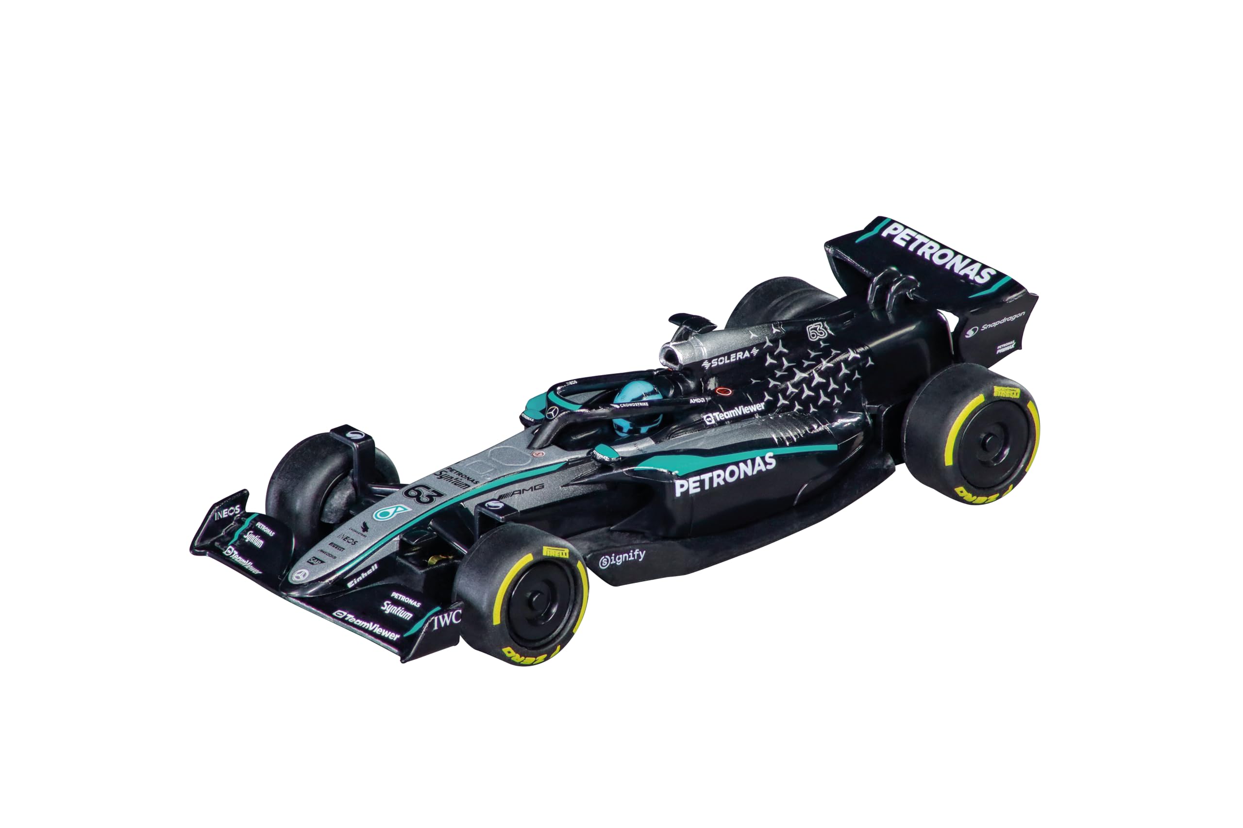 Carrera GO!!! 20064283 Mercedes-AMG F1 W14 E Performance G. Russell, No.63 (2025) I 1:43 Scale Slot Car I With Original License I Suitable For Ages 6 Years+