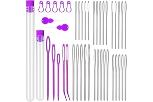 Bupete 42 Pcs Large Eye Blunt Yarn Needles Set, Darning Needles for Yarn, Crochet Needle, Plastic Needles, Tapestry Needles with Curved Darning Needles Knitting Needles for Sewing