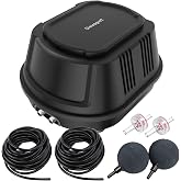 Devopet Pond Aerators for Outdoor Koi Ponds, Air Pump for Pond up to 1800 Gallons, All-in-One Flow Adjustable Pond Aeration Kit Pond Deicer with Double Outlet Airline Tubing Air Stones Check Valves