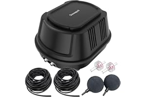 Devopet Pond Aerators for Outdoor Koi Ponds, Air Pump for Pond up to 1800 Gallons, All-in-One Flow Adjustable Pond Aeration Kit Pond Deicer with Double Outlet Airline Tubing Air Stones Check Valves