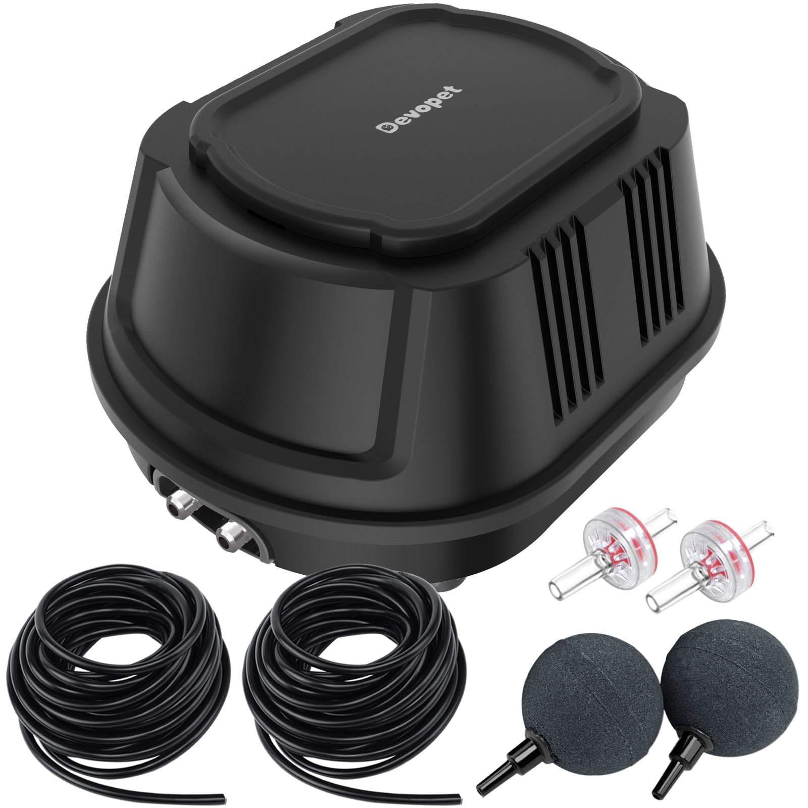 Photo 1 of Devopet Pond Aerators for Outdoor Koi Ponds, Air Pump for Pond up to 1800 Gallons, All-in-One Flow Adjustable Pond Aeration Kit Pond Deicer with Double Outlet Airline Tubing Air Stones Check Valves