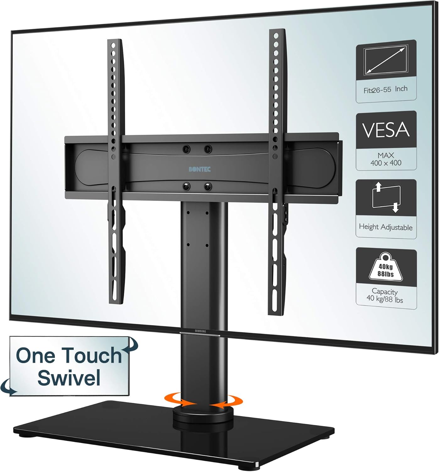 BONTEC Universal Swivel Table Top TV Stand for 2655 LED OLED LCD