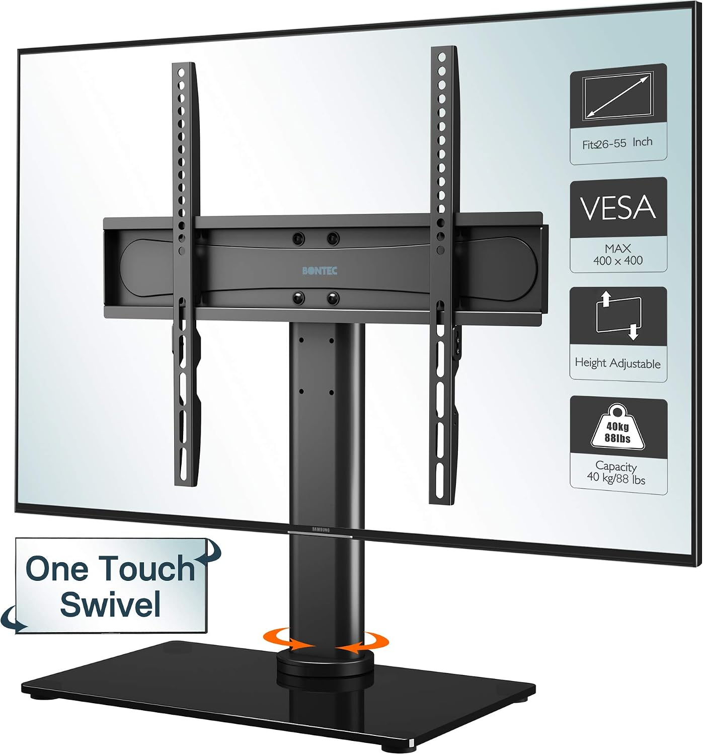 Pieds De Support TV Pour LG 49-55 Pouces - 2 Pièces Noires En ABS Avec Vis, Installation Facile Sans Perçage