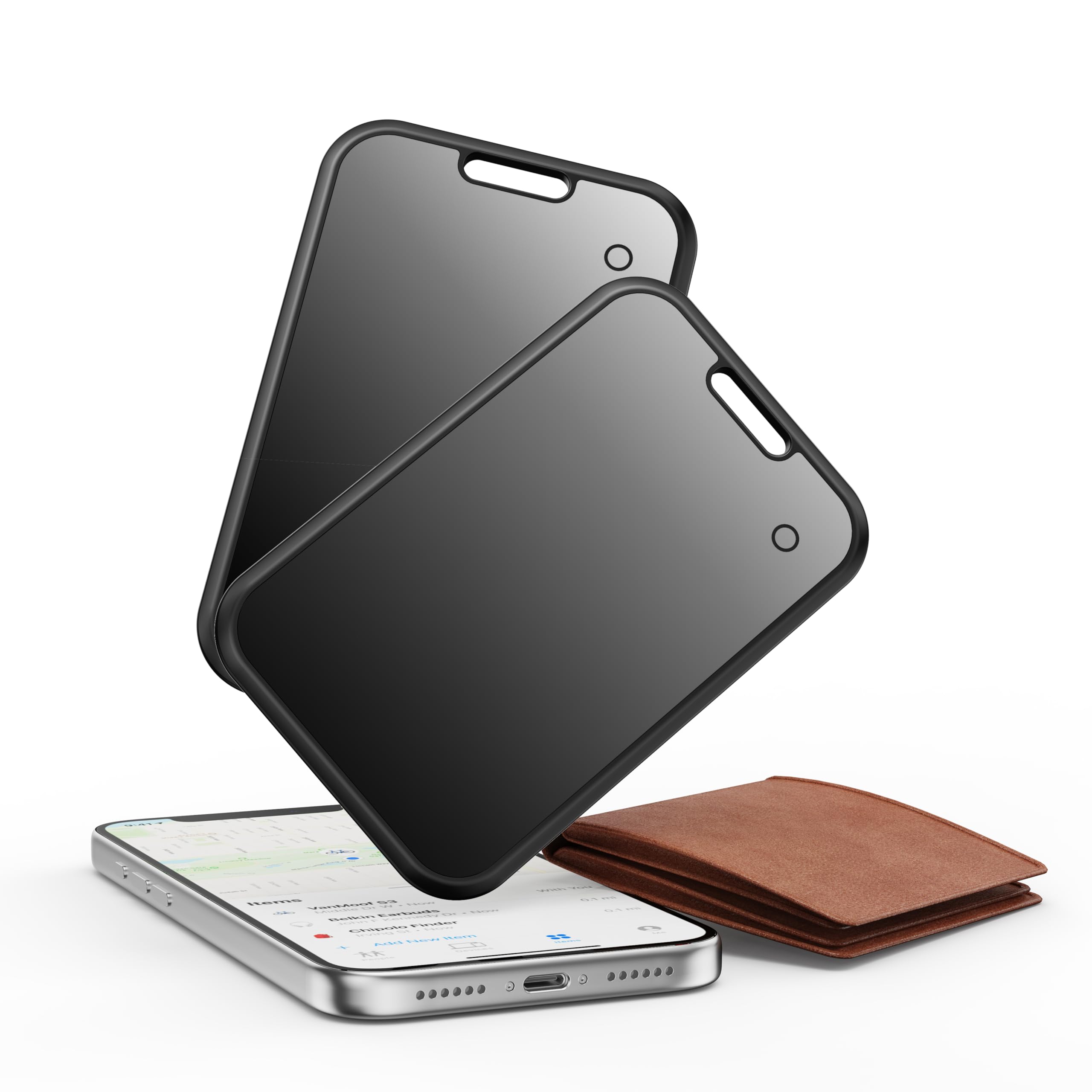 Photo 1 of 2 Pack Wallet Tracker [Apple MFi Certified] Work with Find My(iOS Only)Rechargeable Ultra Thin Tracking Card Waterproof Smart Air Bluetooth Card Tag Key Finder Item Locator for Passports Purse Luggage