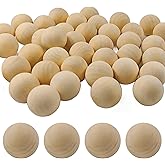 Runseaway 60Pcs 1 Inch Unfinished Wooden Balls, 25MM Unfinished Round Wood Beads, Natural Hardwood Spheres for Crafts, DIY Projects, and Home Decor