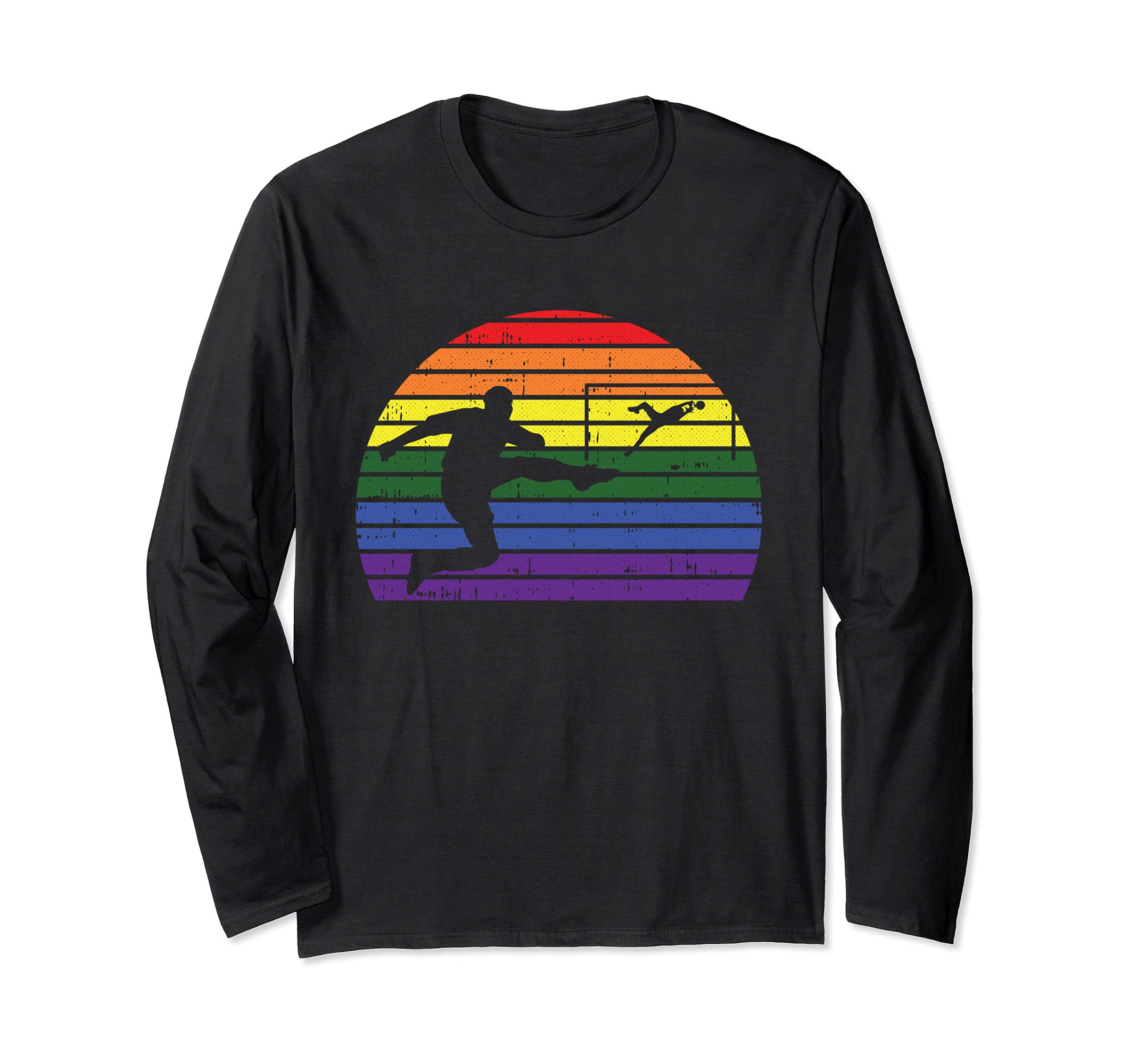Soccer Player LGBT-Q Retro Gay Pride Sport Fan Goalie Allly Long Sleeve T-Shirt