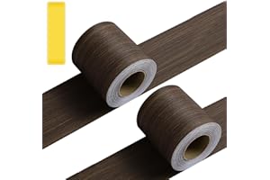 BangBoom 1.9 Inch x 65.6 Ft Walnut Wood Grain Wallpaper Border, Mirror Frame Border Tape Peel and Stick, 2 Roll Self Adhesive