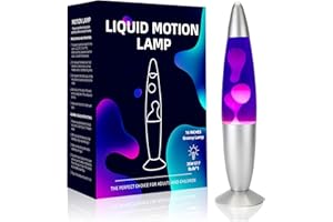Rumiom 16 Inch Liquid Motion Lamp, Gorgeous Night Light for Bedroom with Silver Base, Relaxing Mood Light Glitter Lamp for Kids and Adults, Home Decoration, Purple Magma with White Wax