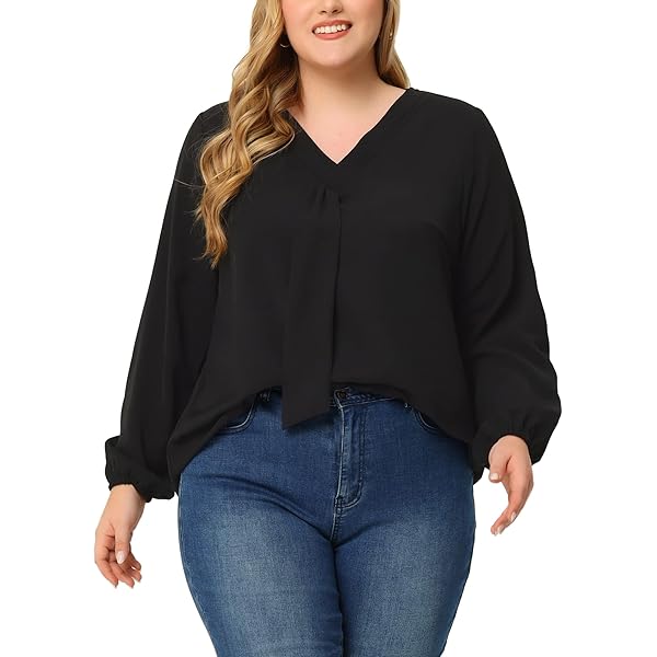 Agnes Orinda Plus Size Shirt For Women 3/4 Sleeve Scoop Neck