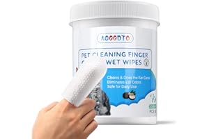 AGOODTO Dog Ear Finger Wipes, Dog and Cat's Ears Ear Cleaning Wipes, can Remove Dirt and Earwax, Relieve itching and Inflammation, pet Ear one-time Natural and Gentle Cleaning Finger Wipes 60 Pieces