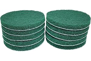 10 Pack 6 Inch Multipurpose Green Scrubber Scouring Pads Flocking Scuff Pads -Hoop and Loop Scuff Pads Conditioning Discs Pol