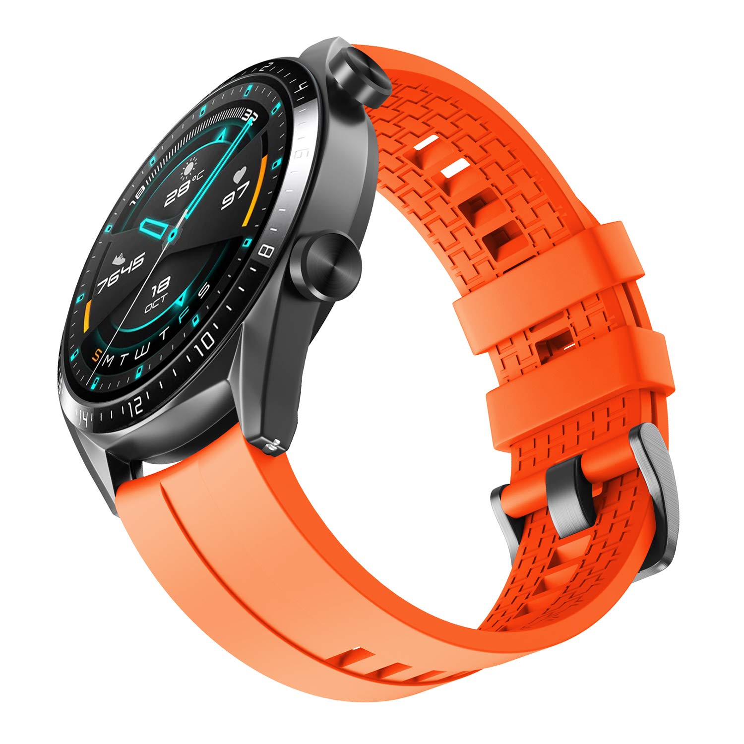 NOTOCITY Strap for Huawei Watch GT3/GT 3 Pro/GT2/GT2 Pro 46mm, 22mm Soft Silicone Strap for Huawei Watch GT 2e/GT/GT Active(Orange)