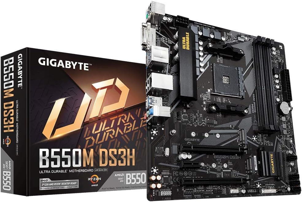 Gigabyte B550M DS3H Motherboard AM4 Ryzen 5000 DDR4 PCIe 4.0 M.2 GbE LAN USB 3.2