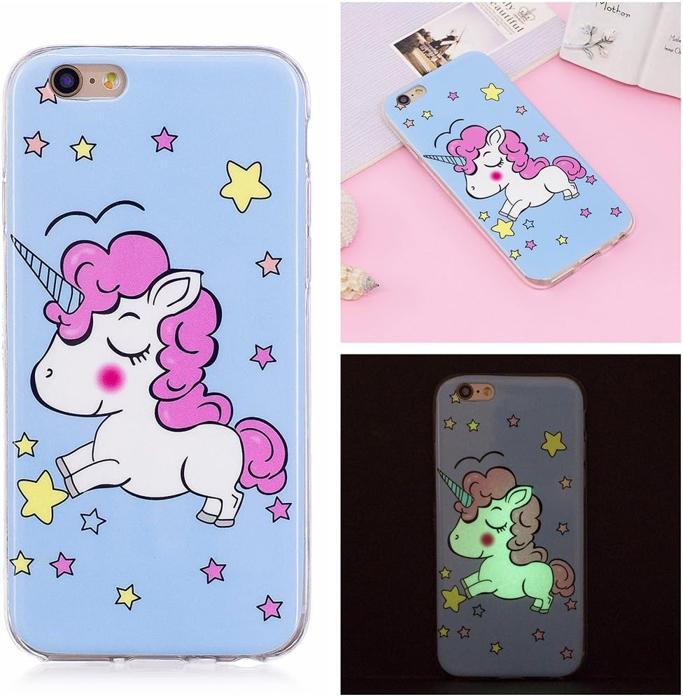 iPhone 6S Plus Luminous Case, Yunbaozi iPhone 6 Plus Case New Pattern Soft Silicone Case Transparent Protective Cover Flexible Smooth Skin TPU Rubber iPhone 6 Plus /6S Plus - Star Unicorn