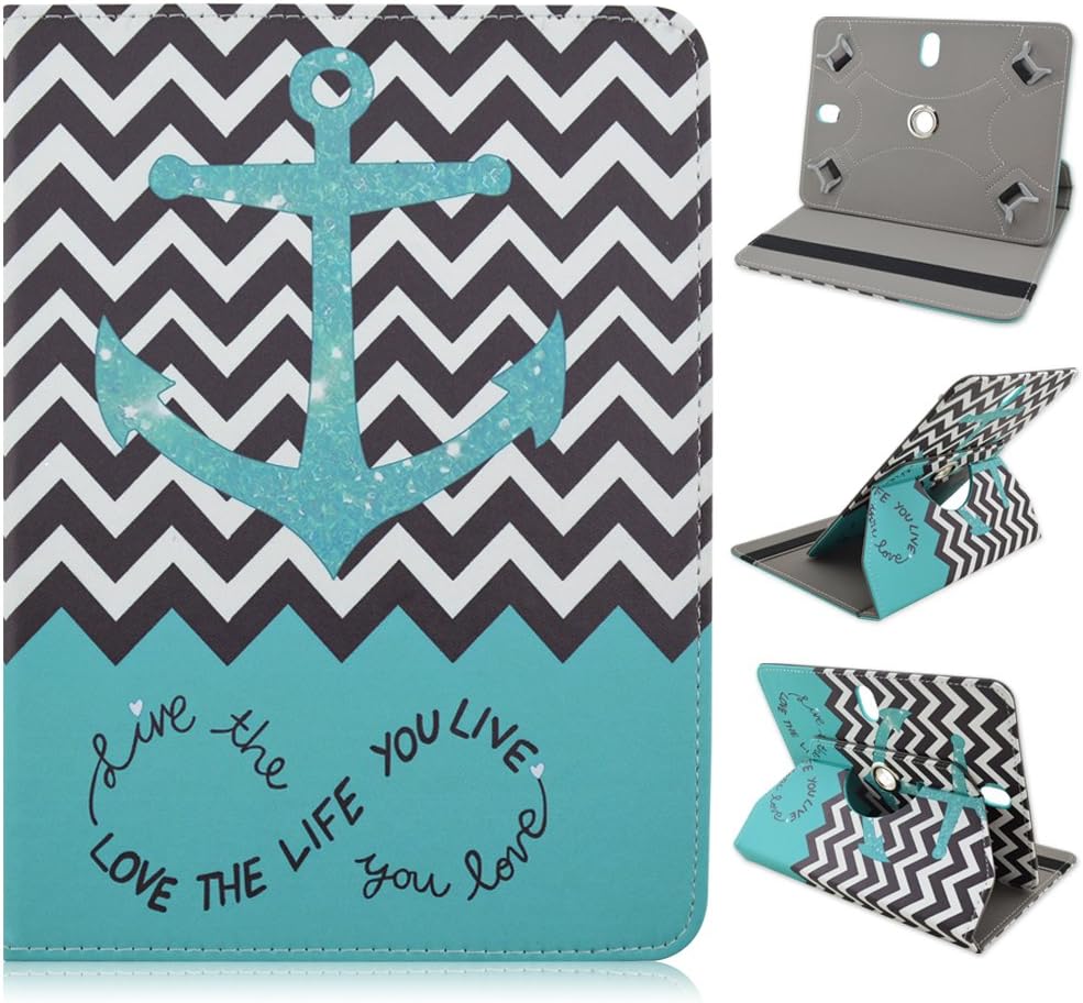 For Aarp Realpad Mx7bx2 8.0-inch Tablets Green Chevron Anchor Synthetic Leather Flip Holder Support Case Fashion Cute with Soft TPU Cover Skin Fits Hipstreet - W8 - 8" Tablets Folio Case Cover Stand