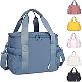 NOL Natural Organic Lifestyle Women's Nylon Lunch Cooler Cute Quilted Lunch Bag Large Leakproof Insulated Lunch Tote Bag for Work Picnic Travel,Dusty blue