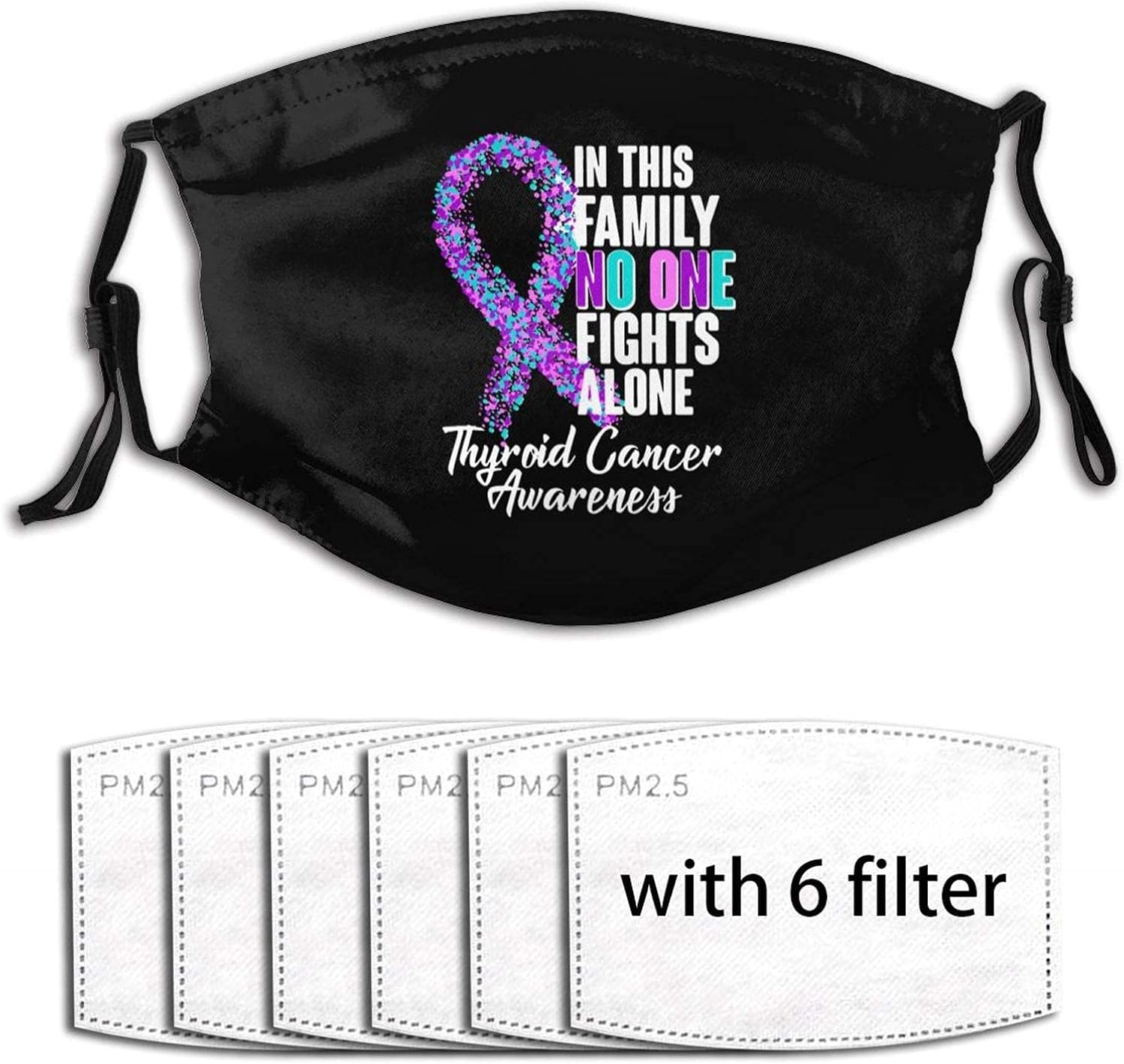 Thyroid Cancer Awareness Masks with 6 Filters Masks for