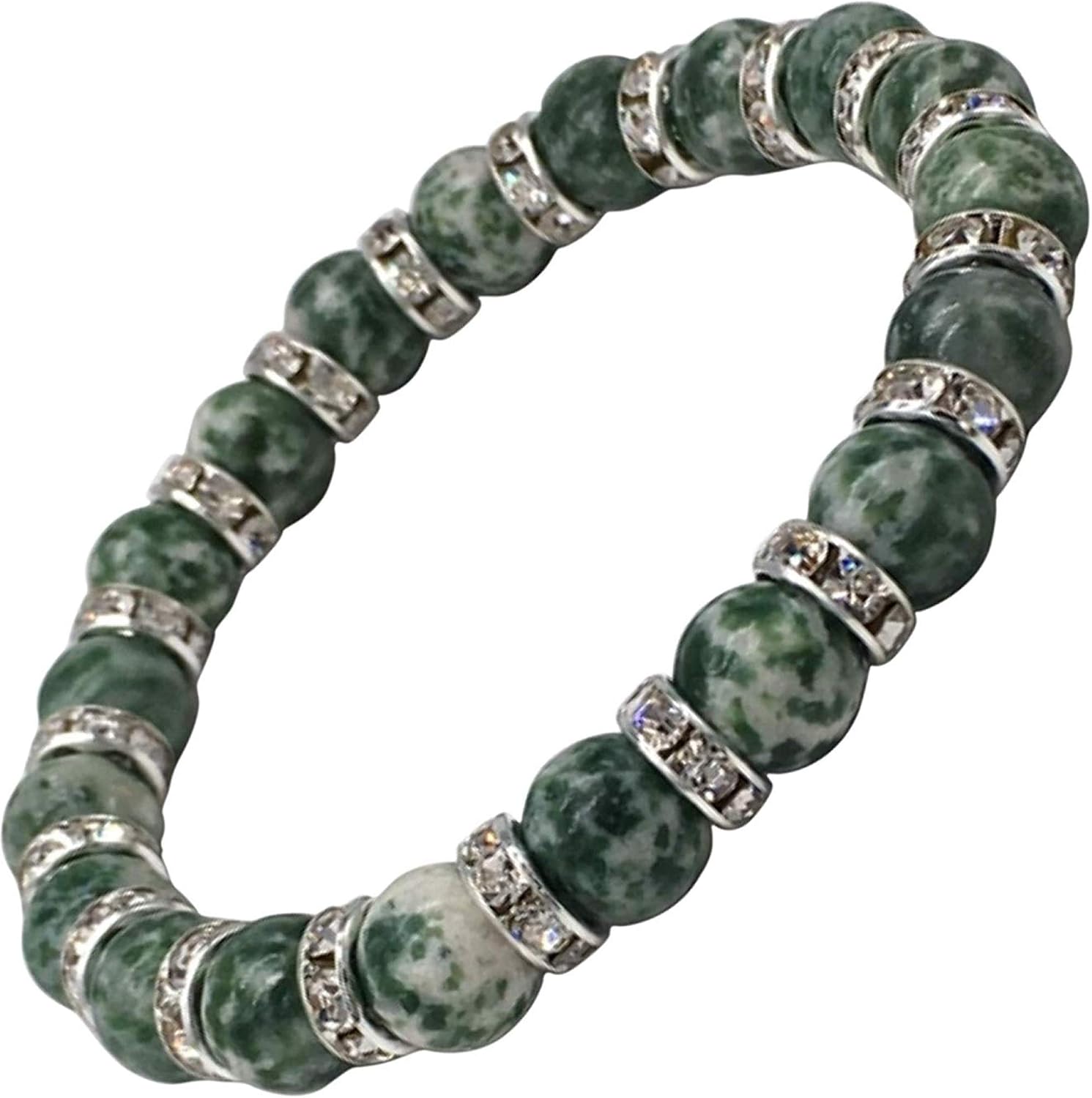 Helena Rose Vitality Bracelet for Women, Natural Green Sodalite Gemstones & Sparkling Rhinestone Crystals