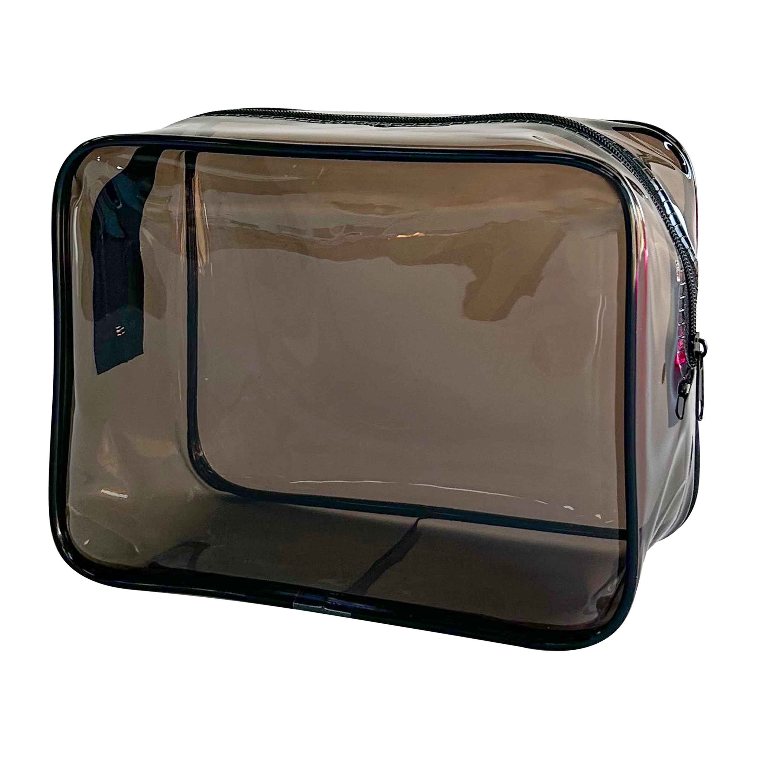 Photo 1 of TotePrint Women's Transparent PVC Makeup Bag Solid Color Pvc Cosmetic Bag Waterproof Storage Toiletry Carry Pouch with Zipper for Women (black)
