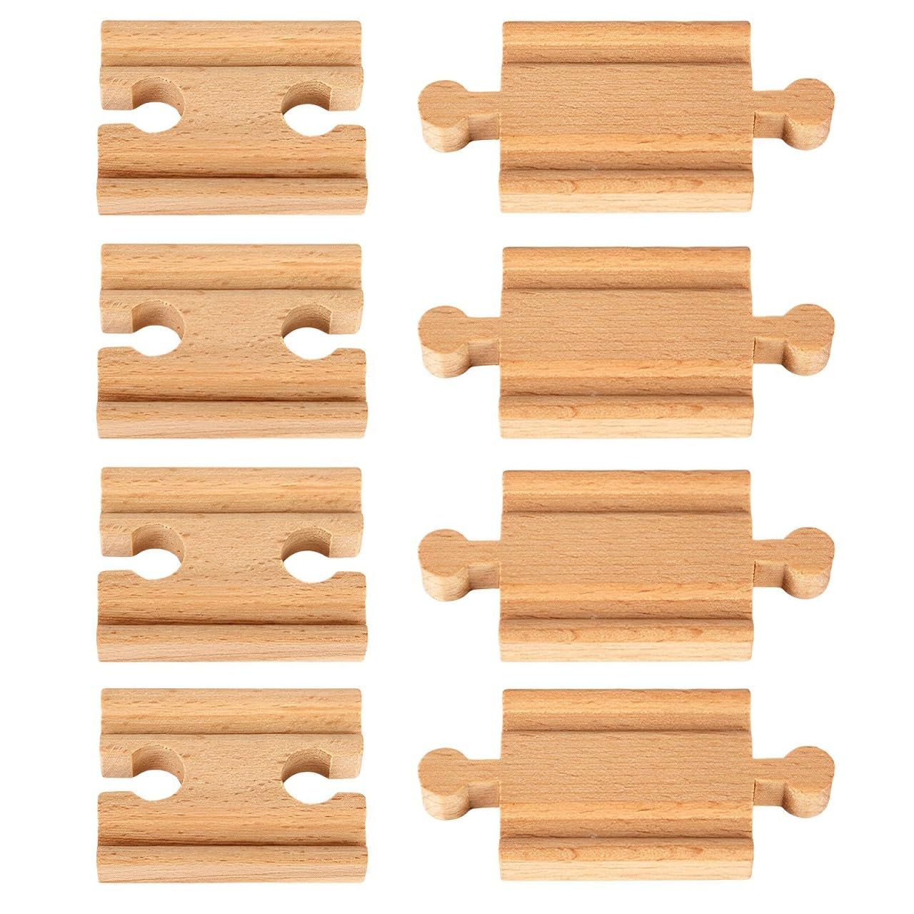 8pcs Wooden Train Track, Wooden Train Track Accessories, Train Railway Connectors Adapters Sets Wooden Toys for Boys Girls