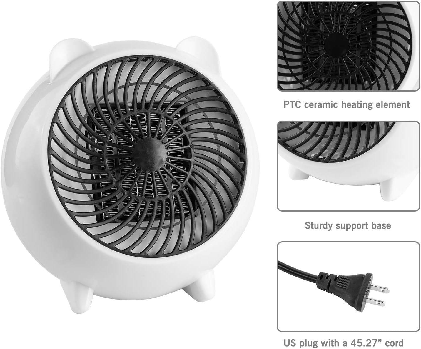Velidy Mini Space Heater Fan Heater Cute Portable Electric