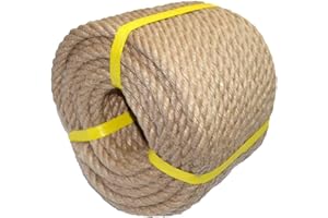 VEIZEDD 100% Natural Hemp Rope Twisted Strong Jute Rope 100 Feet 1/2 Inch 4 Ply Hemp Rope All Purpose Cord for Crafts, Home Decorative Landscaping Hanging Swing Rope