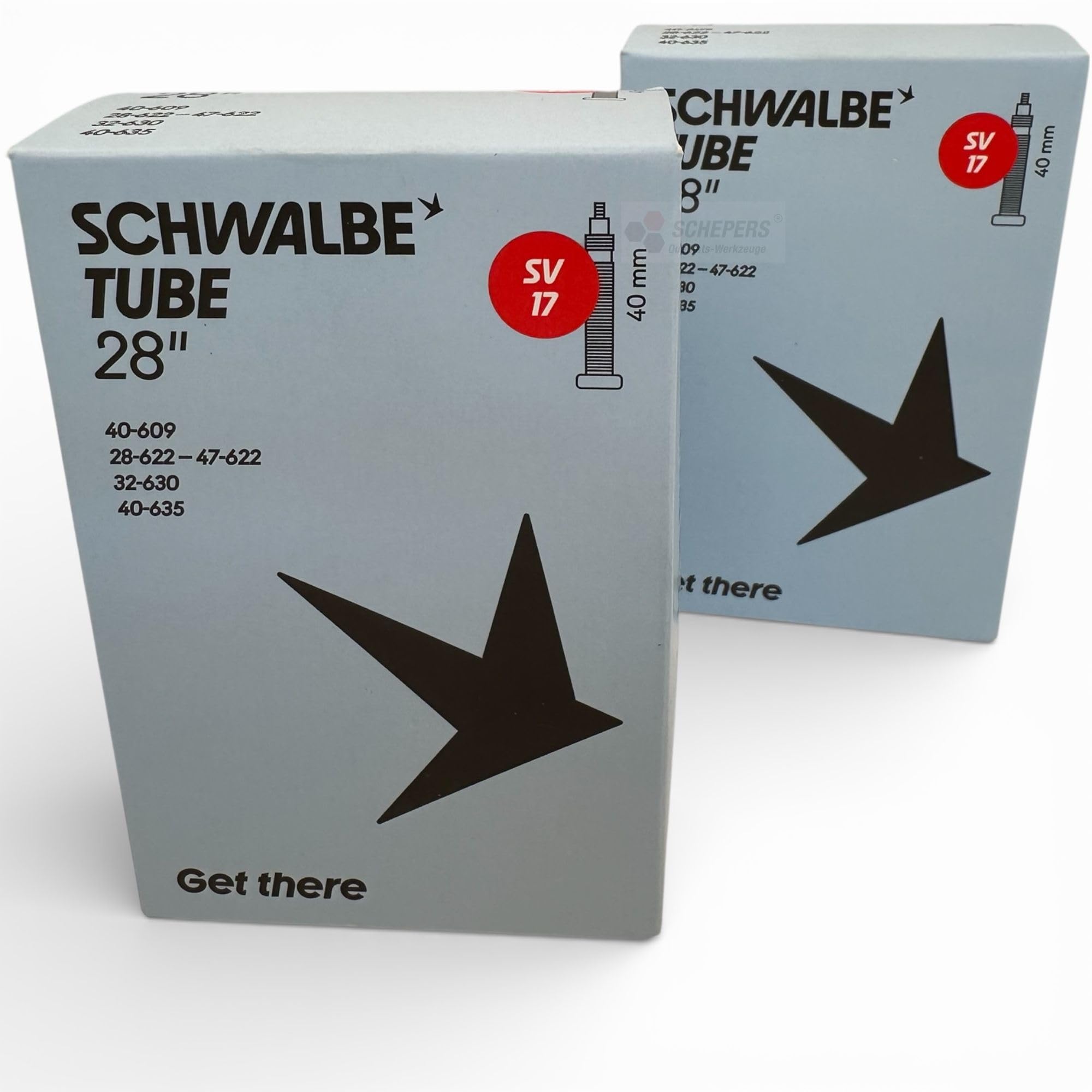 2x Schwalbe SV17 SV 17 Inner Tube 28 x 1.2-1.75 28/47-622 Original Packaging
