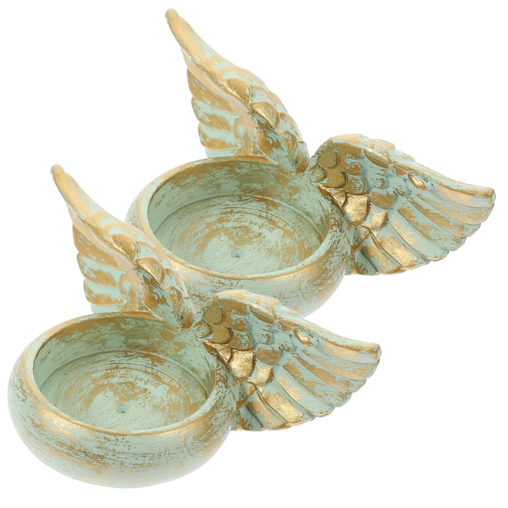 HOMSFOU Angel Wings Wing Design Light Family Friend Unique Round Home for Prayer Candle Memorial Shape Stand Tray Table Holders Candlestick Church Ornament