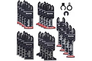 Savoriee 23PCS Oscillating Saw Blades, Universal Oscillating Multitool Saw Blades for Wood Plastics Metal, Quick Release Multi Tool Kits Fit Ryobi Milwaukee Rockwell Fein Makita