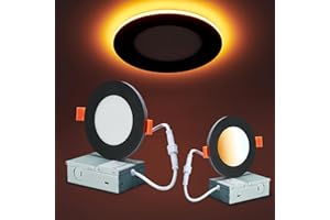 Togalonn Black LED Pot Lights 4 Inch Dimmable with Night Light, 5CCT Selectable Recessed Lighting, Ultra-Thin Soffit Canless 