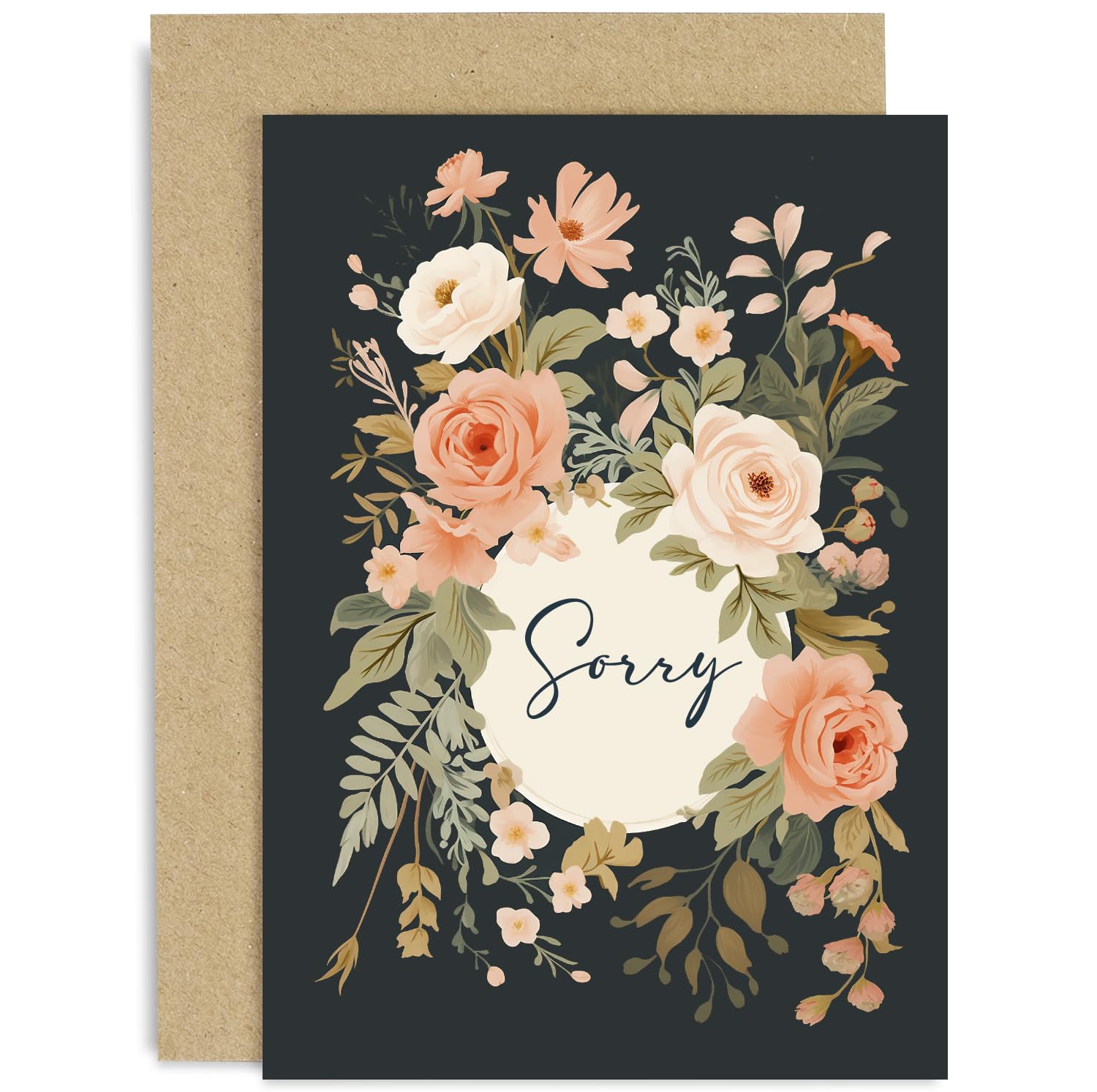 Photo 1 of Old English Co. Thoughtful Sorry Card for Friends and Family - Floral Apologies Card for Him or Her - Sympathy, Condolences, Bereavement, Thinking of You | Blank Inside