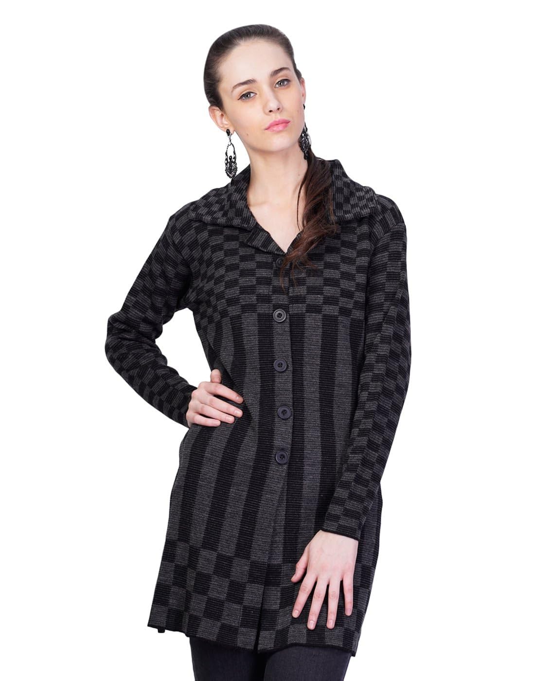 montrex black designer long coat for women