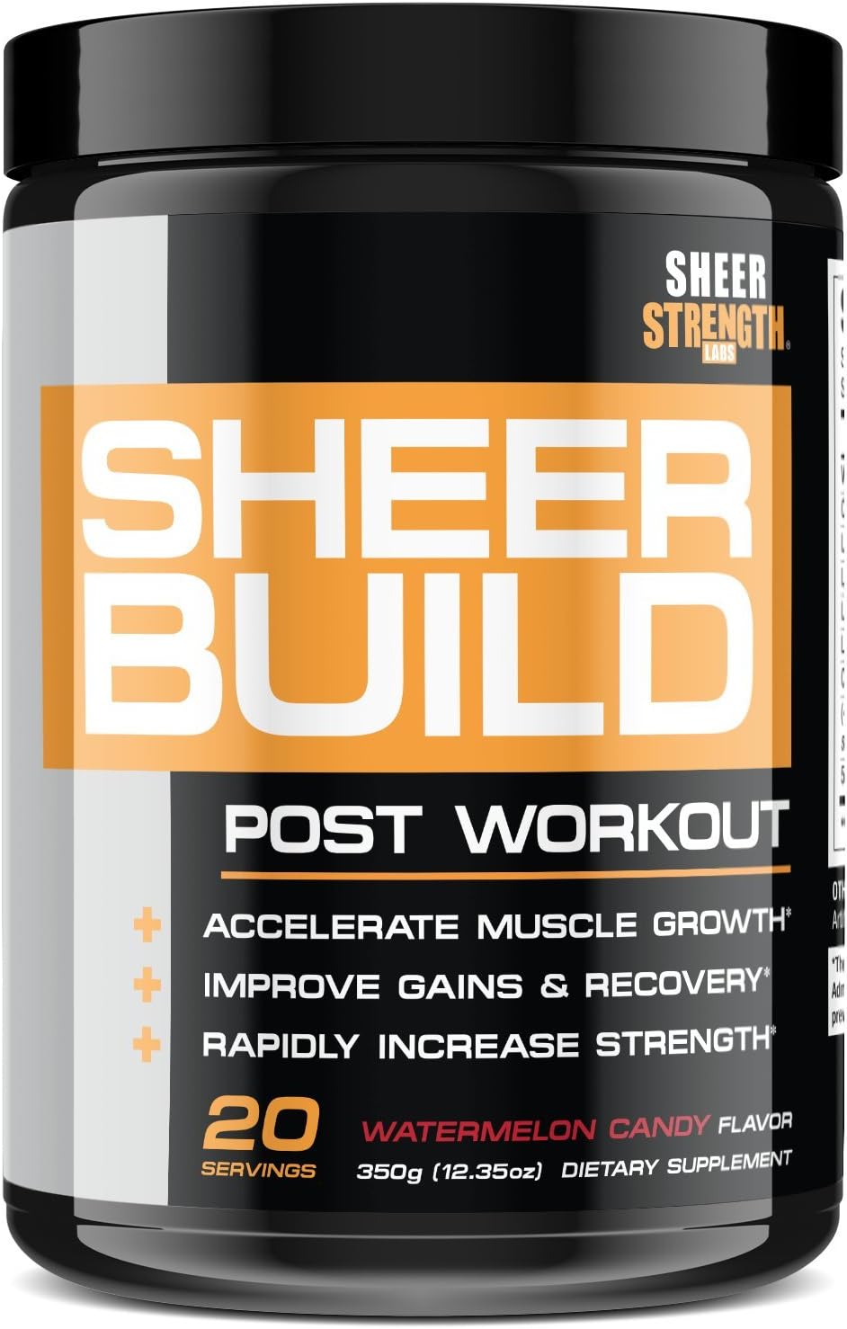Premium Post Workout Muscle Builder | Pure BCAAs + Creatine + Vitamin D3 + L-Glutamine | Supports Rapid Lean Muscle Growth & Recovery in Men and Women - 20 Servings, Sheer Strength Labs