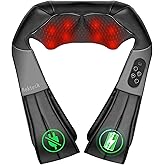 Nekteck Cordless Shiatsu Neck and Back Massager with Soothing Heat, Rechargeable Electric Deep Tissue 3D Kneading Massage Pillow for Shoulder Leg Body Muscle Pain Relief, 3 Speed Intensities