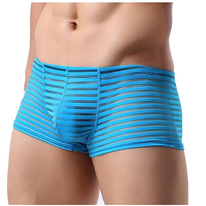 Yomie Herren Unterwäsche Nahtlose Elastizität Garn Netz Streifen Underpantshorts Bequeme Atmungsaktive Boxershorts Ultradünne