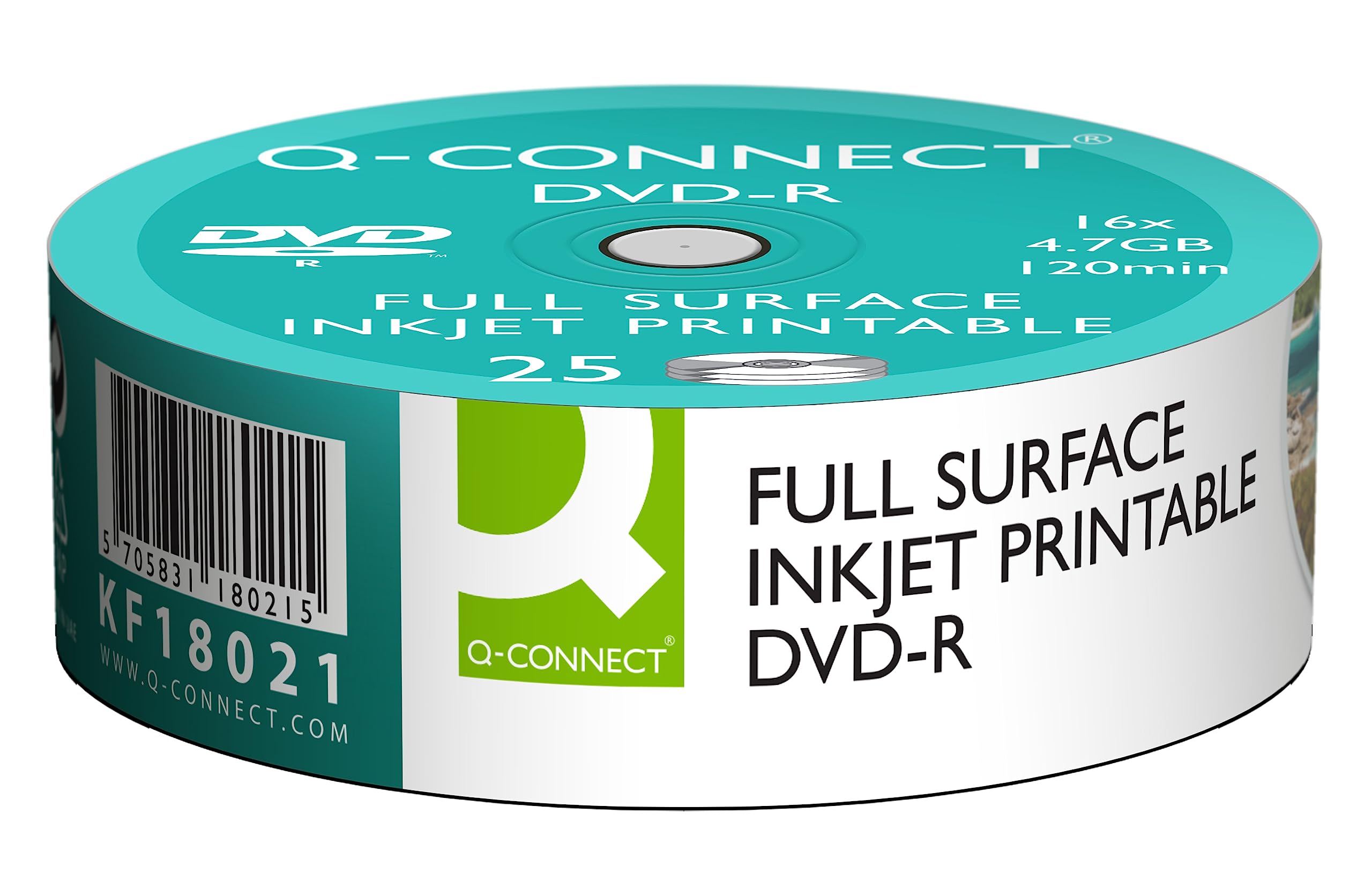 Q Connect 16 x 4.7 GB Inkjet Printable DVD-R Disc (Pack of 25) -A