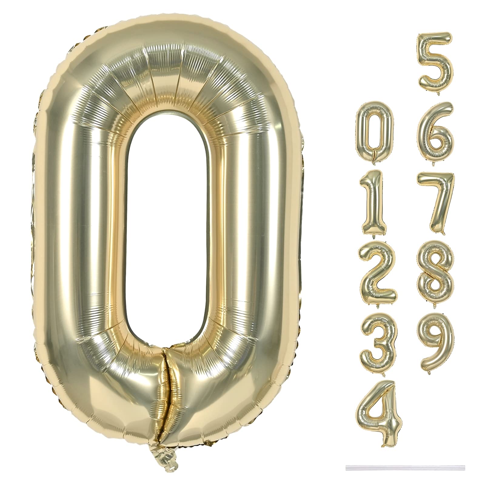 Photo 1 of 40" Balloon Number 0 Champagne Gold, Large Foil Number Balloons Set 0-9 for Girls Women, Light Gold 0 Helium Balloons for Boys Men Birthday Anniversary Graduation New Year Party Decoration Supplies