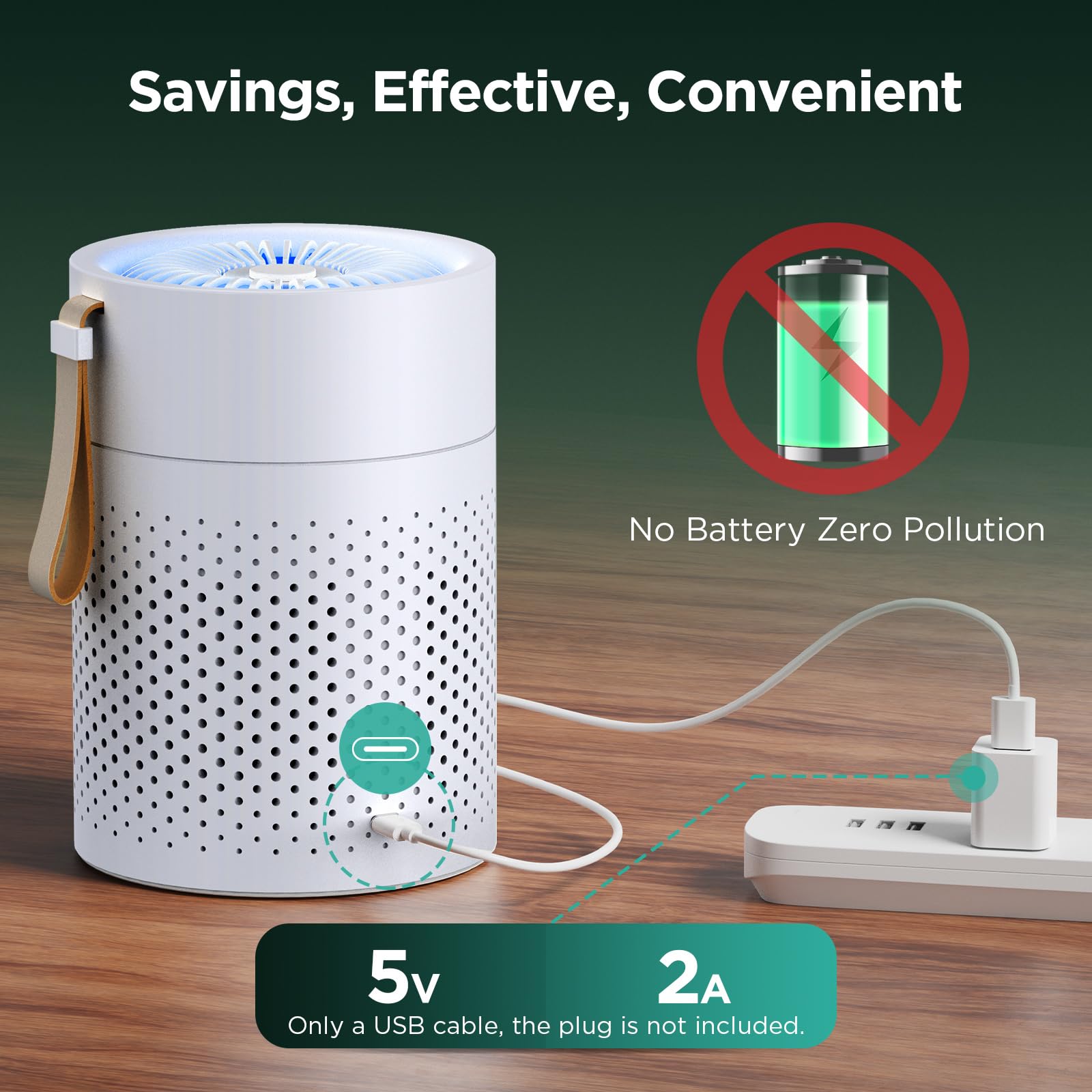 Air Purifiers for Bedroom Home, KOIOS H13 True HEPA Filter Air Purifiers for Desktop Office Car Pets with USB Cable, Small Air Cleaner, Night Light, Timer, Remove Smoke, Dust, Odors, Pollen