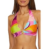 Trina Turk Womens Lilleth Halter Bikini Top, Floral Print, Adjustable, Tie Back, Swimwear Separates for Women